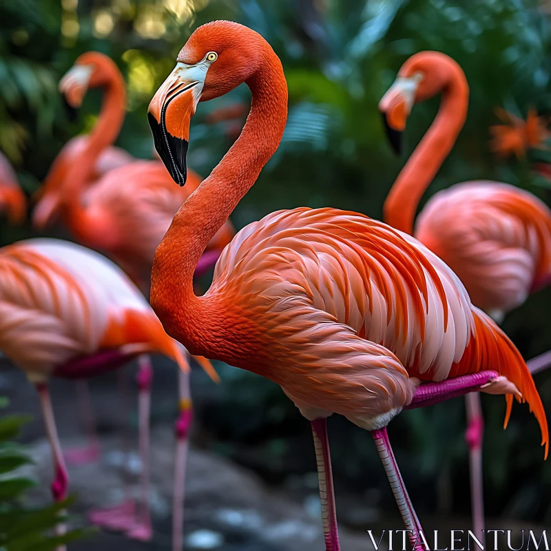 Flamingos Standing Tall AI Image