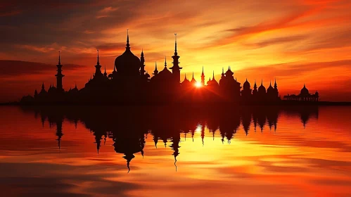 Sunset Mosque Reflection