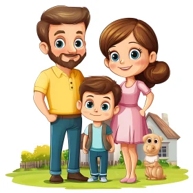 Happy Family Cartoon Illustration