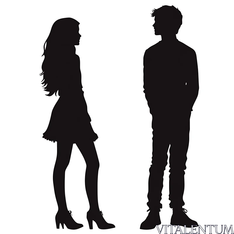 Minimalist Silhouette Art: Man and Woman AI Image