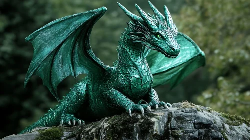 Green Dragon on Mossy Rock