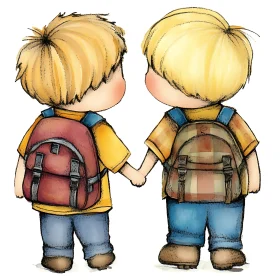 Two Backpack Buddies Hand-in-Hand