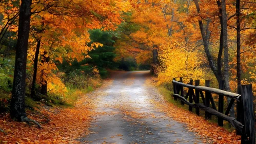 Fall Colored Trees in Forest
