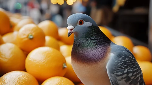 Urban Bird with Citrus Fruit Still Life