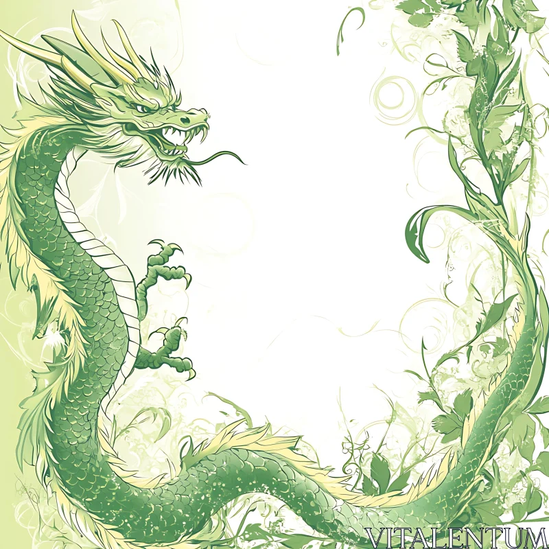 AI ART Serpentine Dragon Amidst Greenery