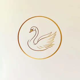 Swan Line Art with Golden Accents