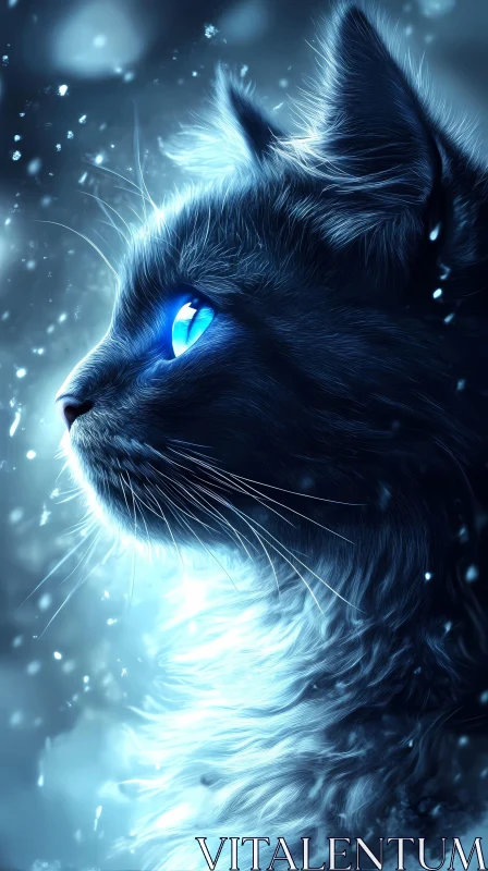 Enigmatic Feline in a Winter Wonderland AI Image