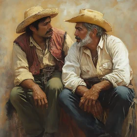 Vintage Cowboy Conversation Art