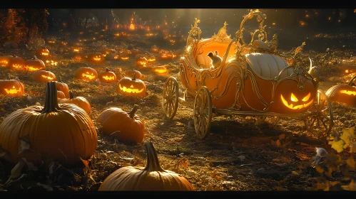 Glowing Pumpkins and Halloween Carriage