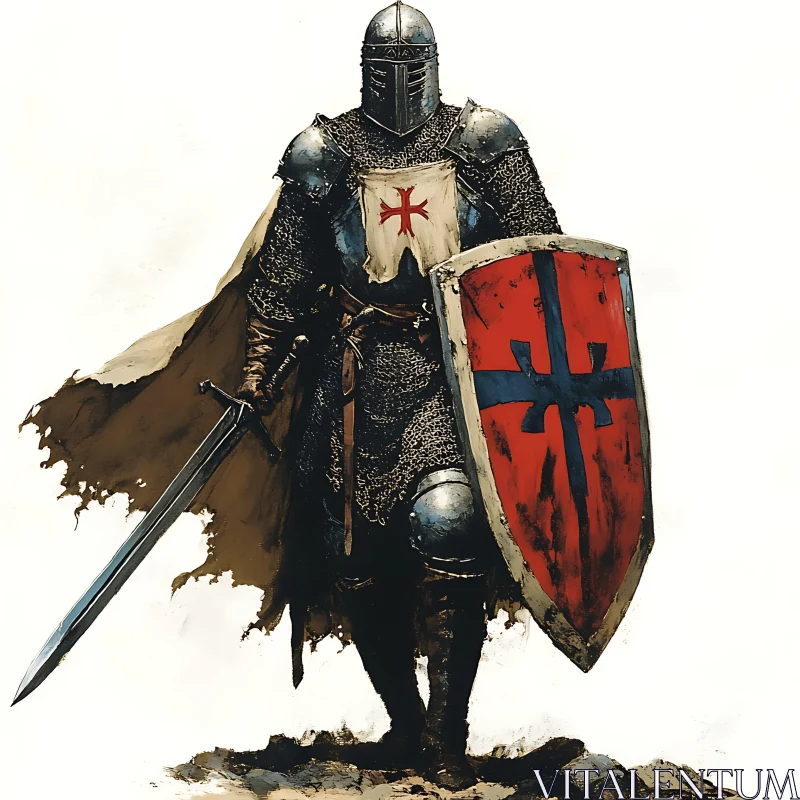 Armored Knight with Sword and Shield AI Image