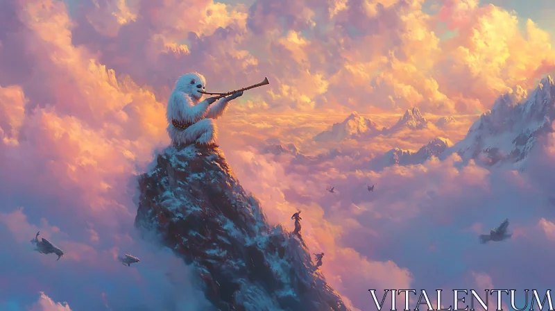 AI ART Mountain Serenade: Yeti's Flute Song