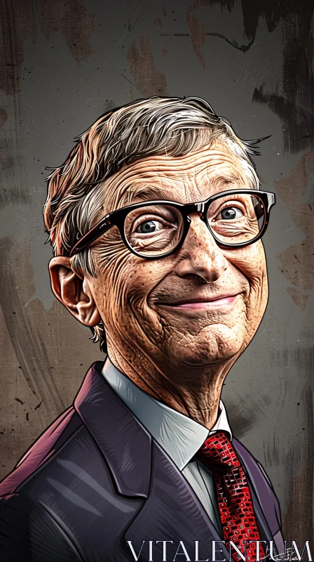 AI ART Bill Gates Illustration in a Suit