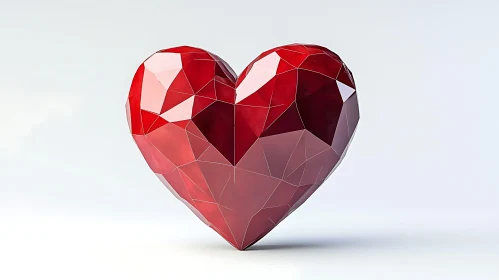 Faceted Heart Sculpture on White Background