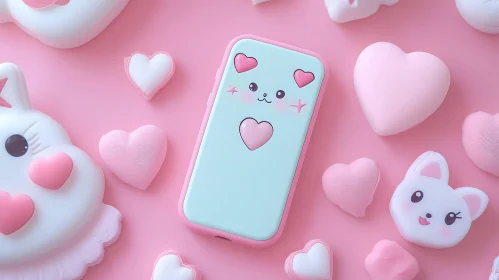 Pastel Pink Phone Case with Hearts