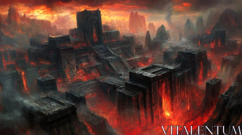 City of Fire: An Abstract Inferno AI Image