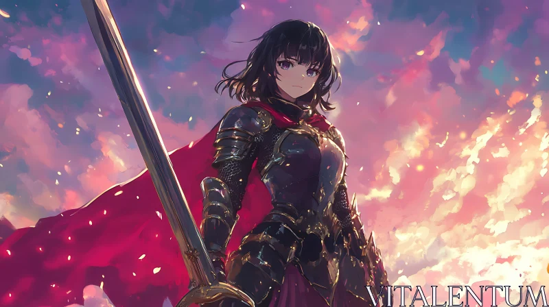 AI ART Female Knight Anime Illustration