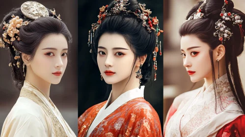 Three Portraits of Woman in Hanfu
