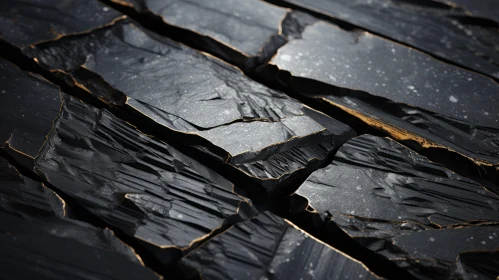 Atmospheric Marble Landscape with Black, Gold, and Silver Rocks