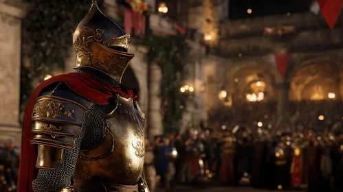 Medieval Knight in Golden Armor