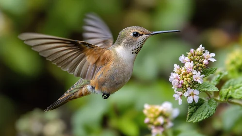 Delicate Hummingbird and Floral Display