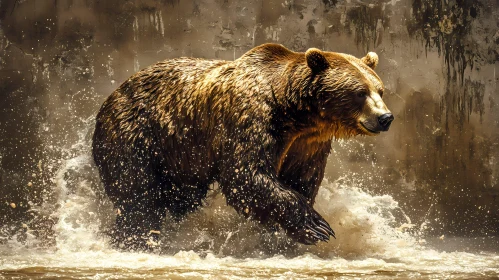 Wild Bear Splashing