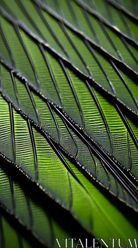 Close Up Detail of Green and Black Tropical Finch Feathers AI Image