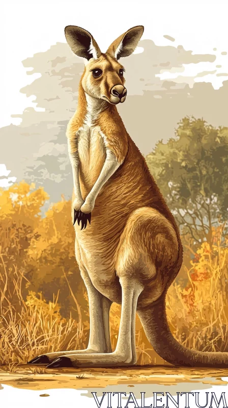 Wildlife Art of a Kangaroo AI Image