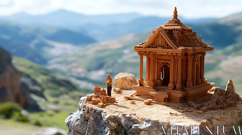 Wooden Temple Miniature AI Image