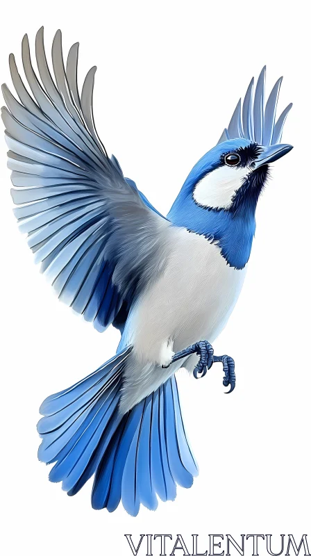 Blue Jay in Motion Art AI Image