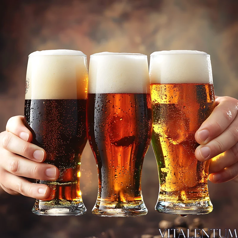 AI ART Three Beer Glasses Toasting Together