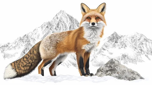 Fox in Snowy Peaks