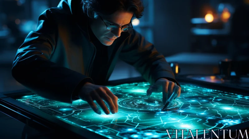 Observing a Futuristic Table: Hyper-Realistic Electronic Art AI Image