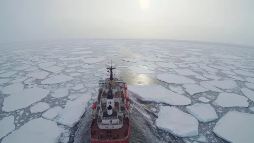 Serenity in the Arctic: A Captivating Image of a Ship Floating Above Ice Floes