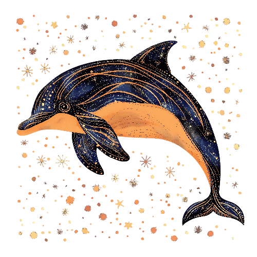 POD Design Starry Night Dolphin Illustration for Unique Apparel