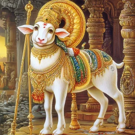 Ornate Sheep with Golden Jewelry