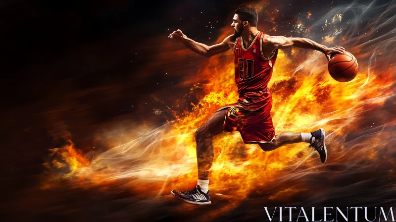 Athlete on Fire AI Image