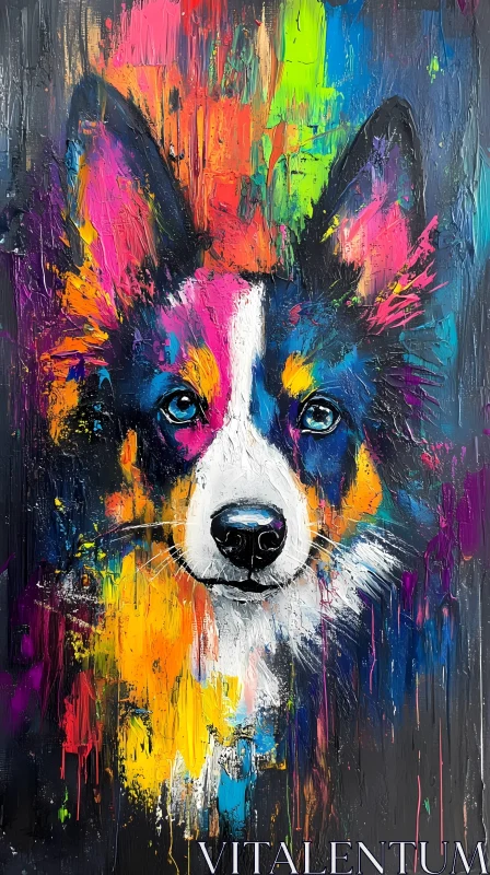 Colorful Dog Art in Abstract Style AI Image