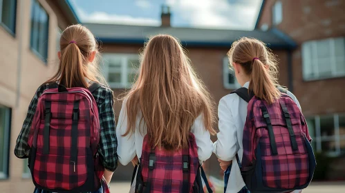 Three Students with Backpacks