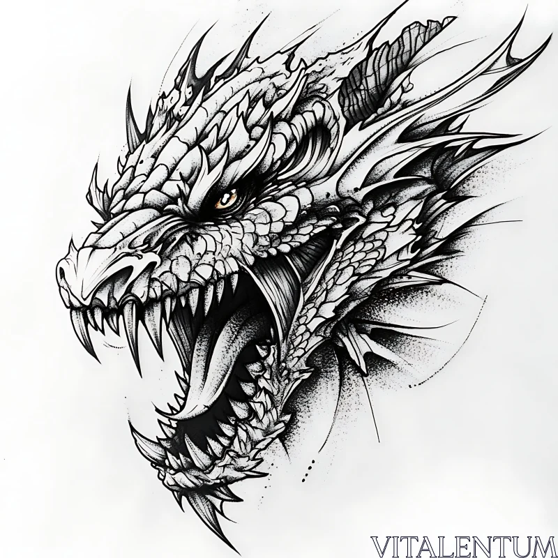 AI ART Intricate Dragon Head Illustration