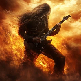 Guitarist in Flames - Rock Music Energy