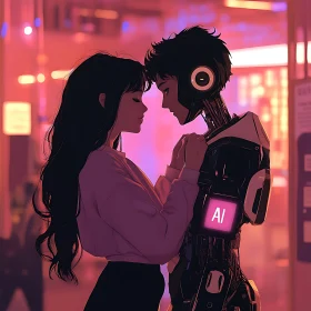 Neon Love: A Woman and Her Robot