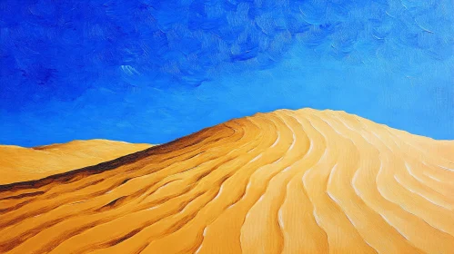 Textured Desert Landscape with Sand Dune and Blue Sky