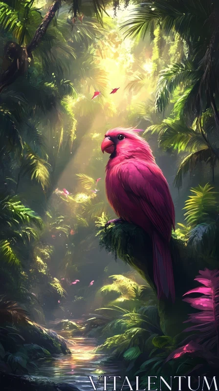 Vivid Parrot Amidst Forest AI Image