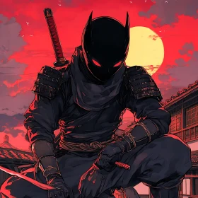Crimson-Eyed Ninja at Twilight