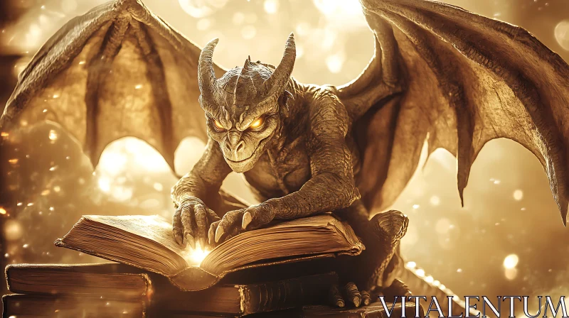 AI ART Winged Dragon with an Open Book