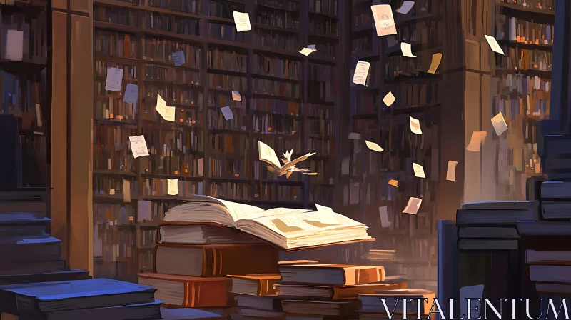 AI ART Whimsical Library of Floating Knowledge