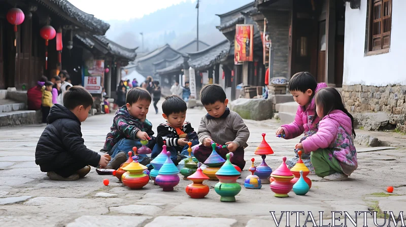 AI ART Kids Having Fun with Toys Outdoors