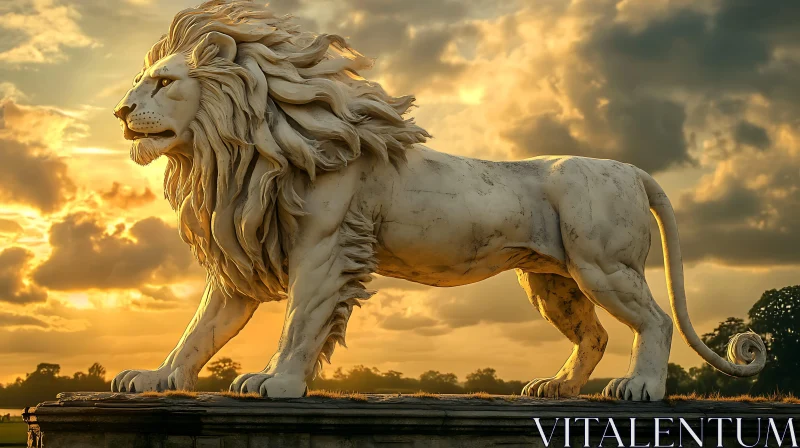 Golden Lion Sculpture AI Image