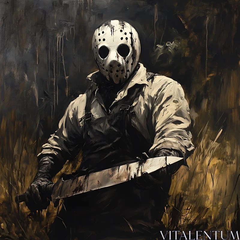 AI ART Ominous Masked Figure with Machete