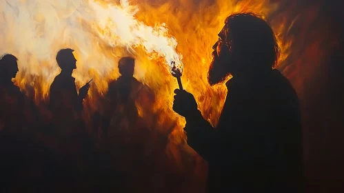 Person with Torch in Flames